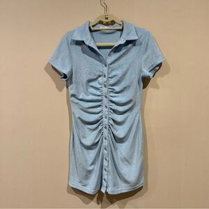 Gab Kate Light Blue Ruched Button-Up Dress